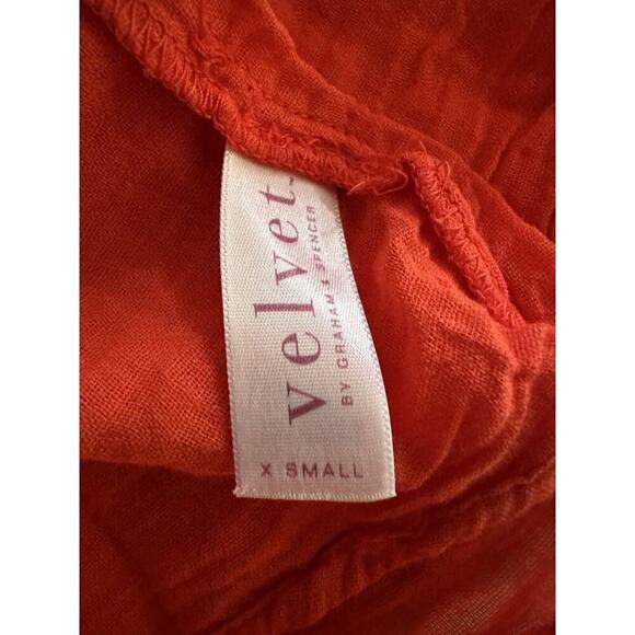 VELVET Graham & Spencer Red Guaze Dress ESME Off Shoulder Small NWT $268 ShiftXS - Picture 10 of 11